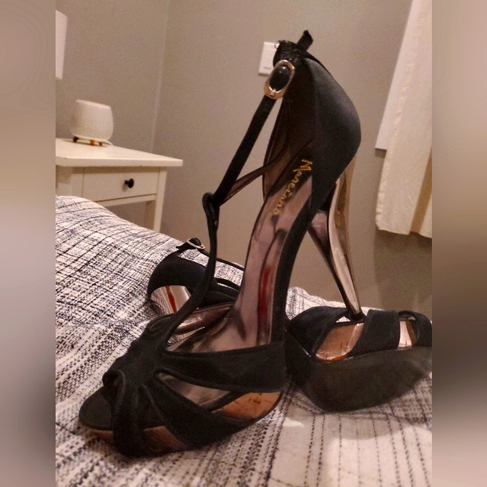 Marciano Black Satin Heel Size 6